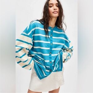 Free People Classic Striped Cardigan NWT